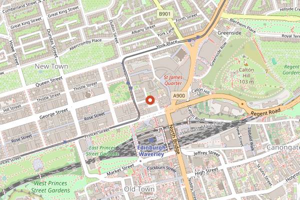 Map showing The Café Royal in Edinburgh