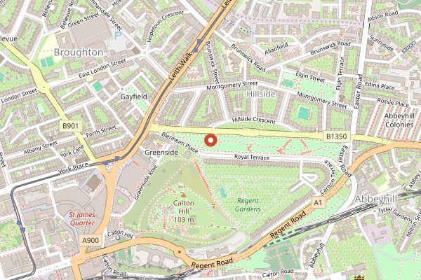 Map showing The Gardener's Cottage in Edinburgh