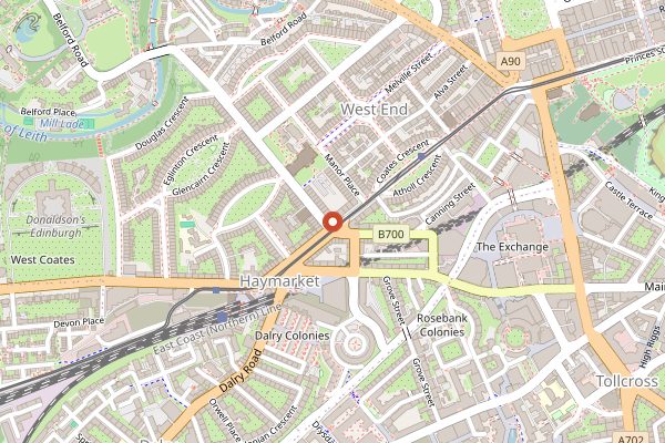 Map showing The Palmerston in Edinburgh
