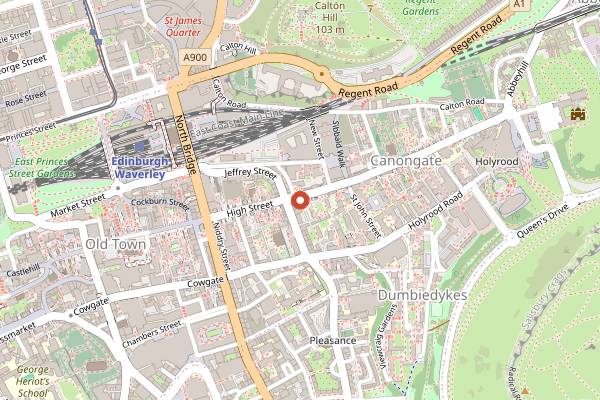Map showing White Horse Oyster and Seafood Bar in Edinburgh