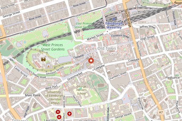 Map showing Bertie's Proper Fish and Chips in Edinburgh