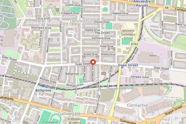 Map showing Akara Bakery in Glasgow