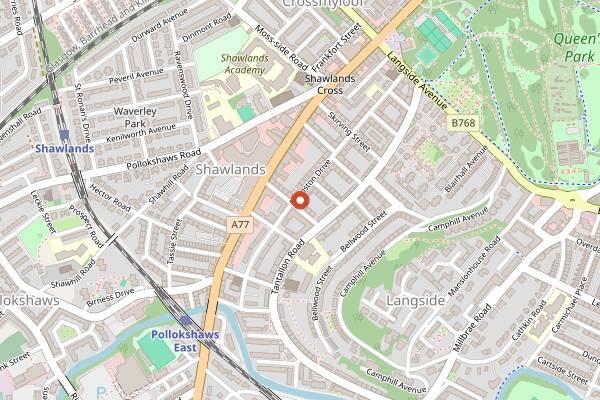 Map showing Deanston Bakery in Glasgow