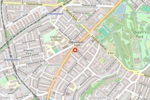 Map showing Honeytrap Bakery in Glasgow