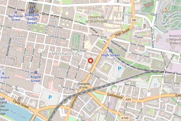 Map showing Babbity Bowster in Glasgow