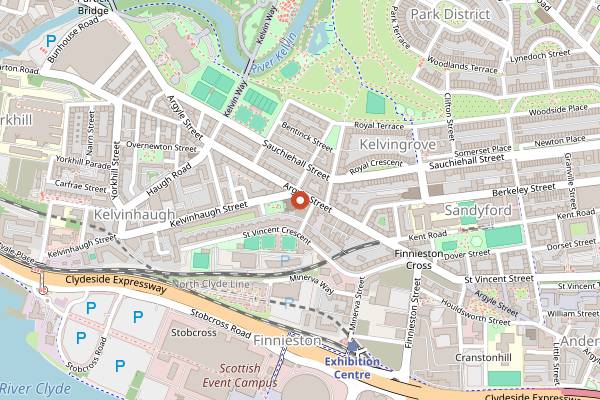 Map showing Kelvingrove Cafe in Glasgow