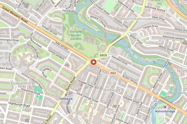 Map showing Òran Mór in Glasgow