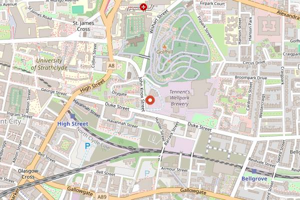 Map showing Drygate Brewing Co in Glasgow