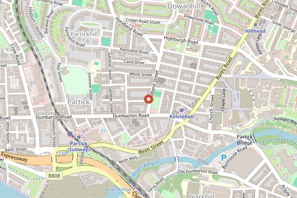 Map showing Partick Duck Club in Glasgow