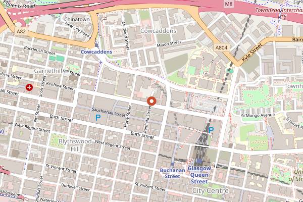 Map showing Enzo's in Glasgow