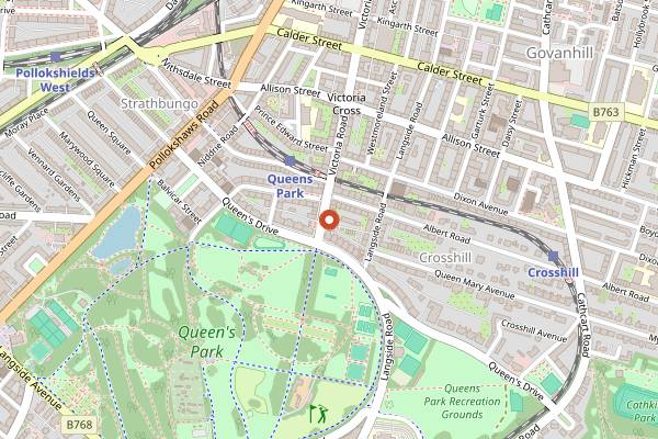 Map showing Cafe Buena Vida in Glasgow