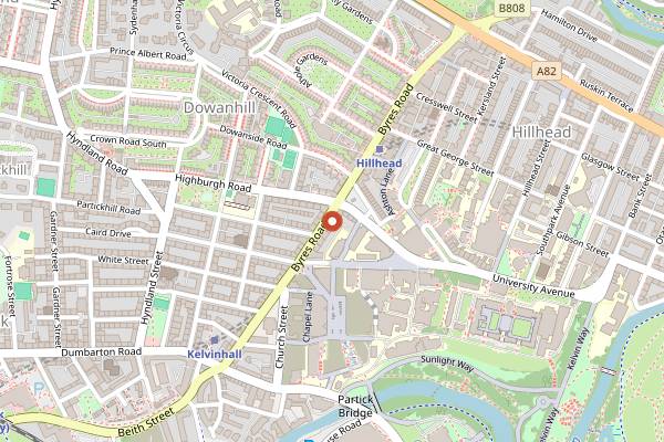 Map showing Kember and Jones in Glasgow