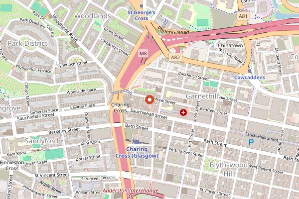Map showing The Singl-end in Glasgow