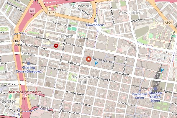 Map showing The Mackintosh Tearooms in Glasgow