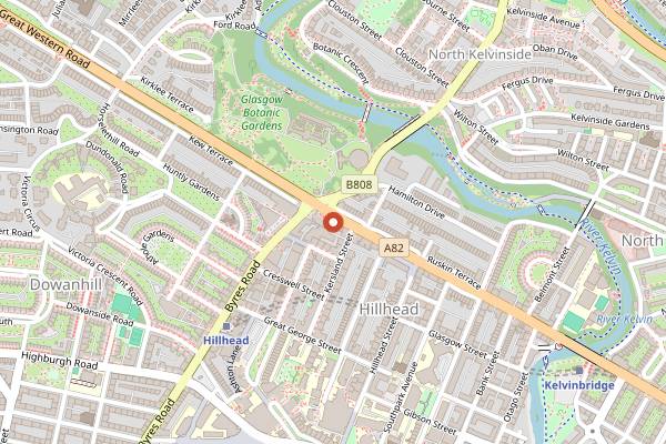 Map showing Cail Bruich in Glasgow
