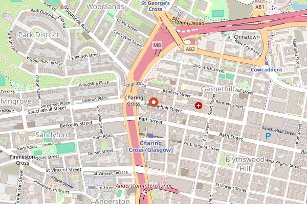 Map showing Steak and Cherry in Glasgow
