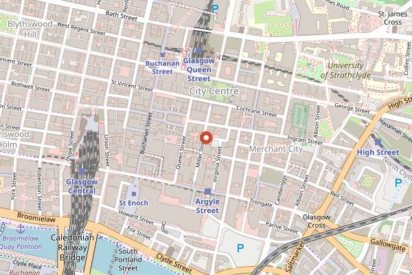 Map showing Thundercat Pub and Diner in Glasgow