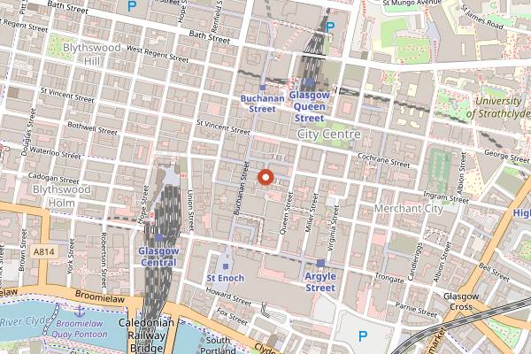 Map showing Kong Bar and Roof Garden in Glasgow