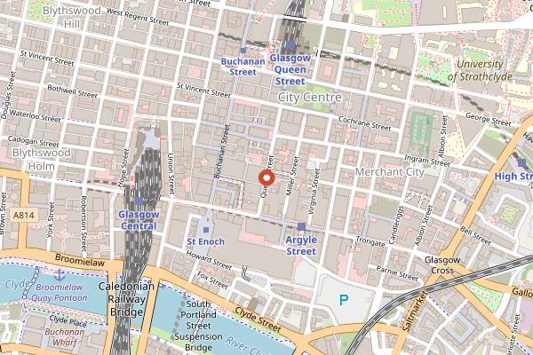 Map showing La Cheetah Club in Glasgow