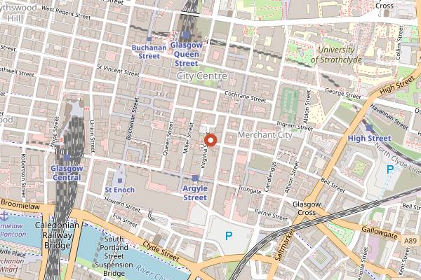 Map showing Polo Lounge in Glasgow