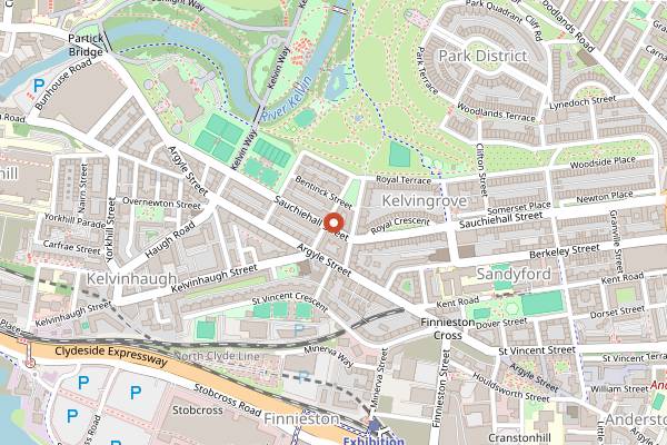 Map showing Ox and Finch in Glasgow