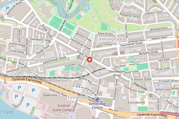 Map showing The Finnieston in Glasgow