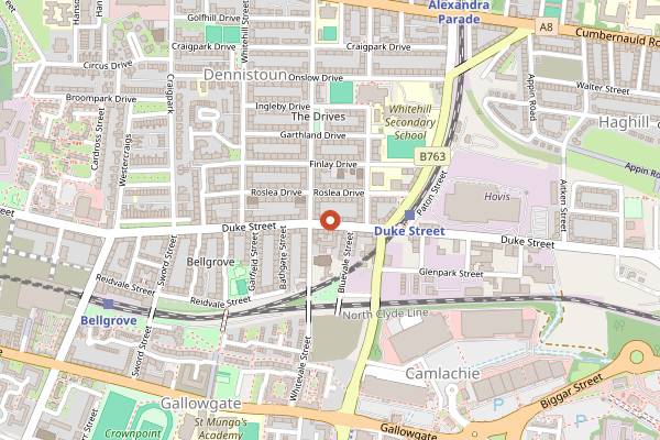 Map showing Dennistoun Bar-B-Que in Glasgow