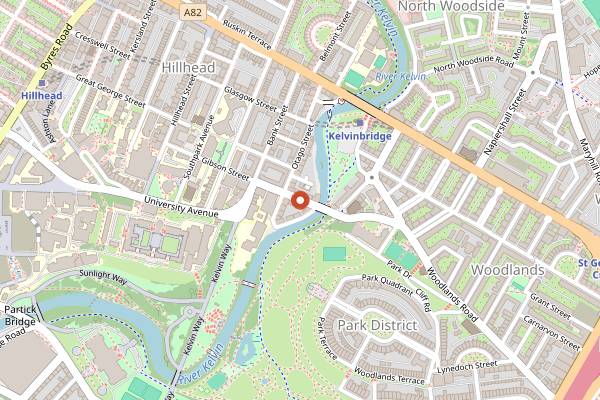 Map showing The Left Bank in Glasgow