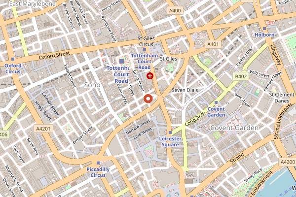 Map showing Maison Bertaux in London
