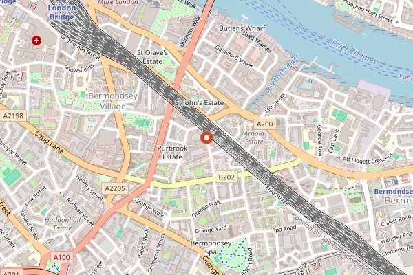 Map showing St John Bakery in London