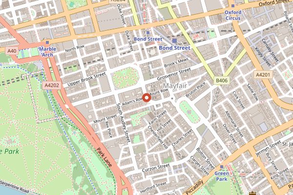 Map showing The Connaught Bar in London