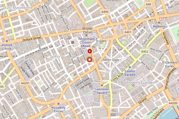 Map showing Swift Soho in London