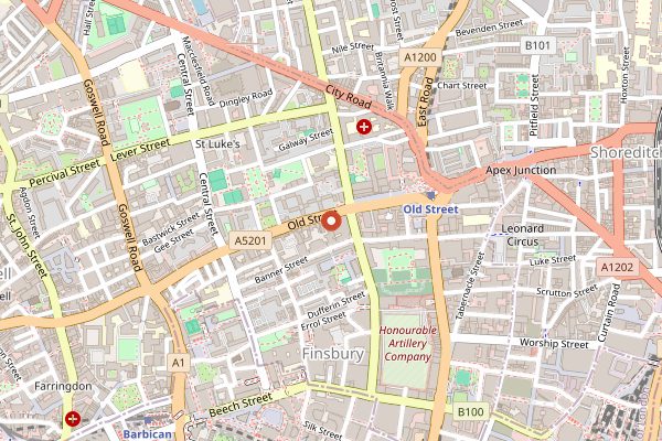 Map showing Tayer + Elementary in London