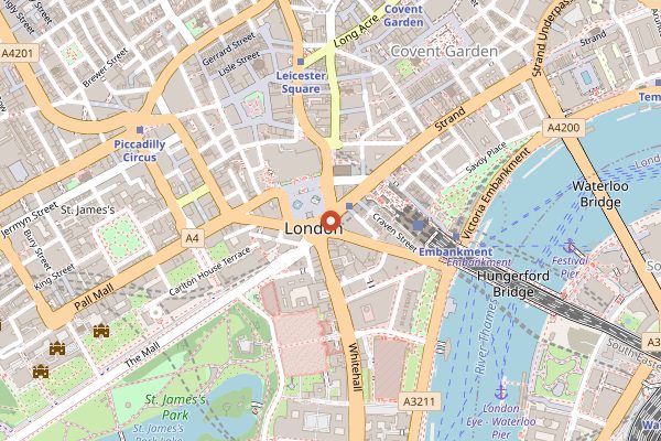 Map showing The American Bar at The Savoy in London