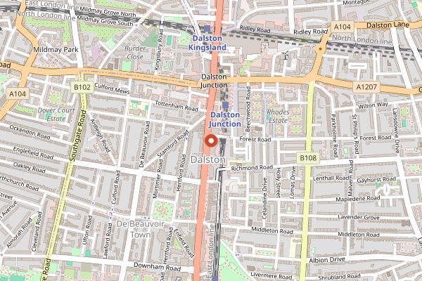 Map showing Three Sheets in London