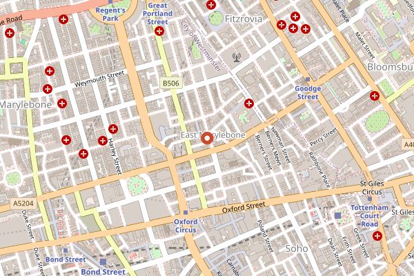 Map showing Riding House Cafe in London