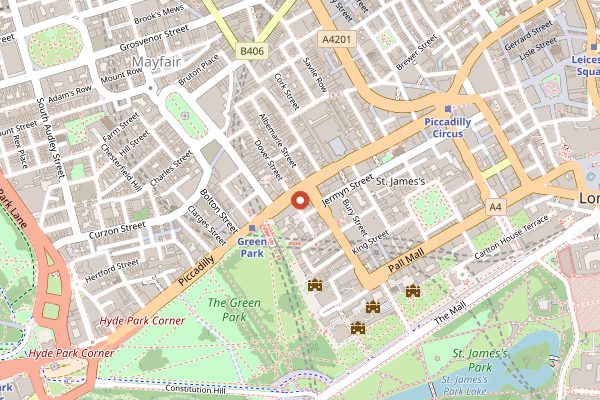 Map showing The Wolseley in London