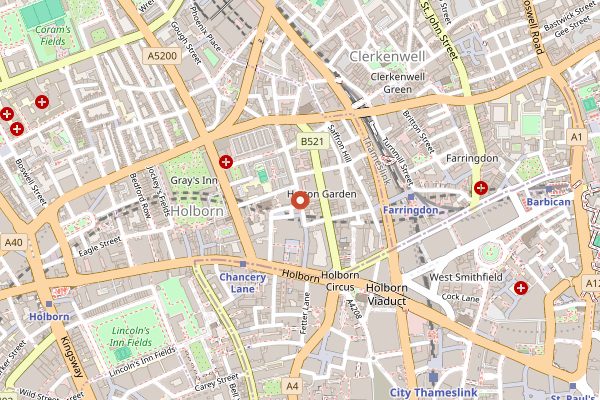 Map showing Department of Coffee and Social Affairs in London