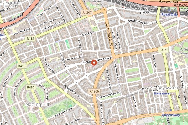 Map showing Granger and Co Notting Hill in London