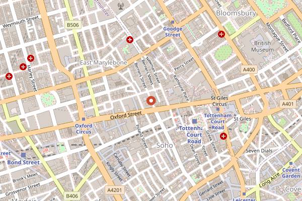 Map showing Hagen Fitzrovia in London