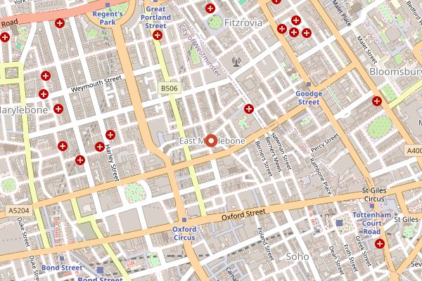 Map showing Kaffeine in London