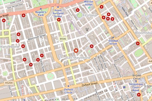 Map showing The Attendant Fitzrovia in London