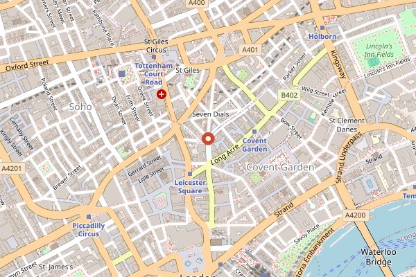 Map showing TY Seven Dials in London