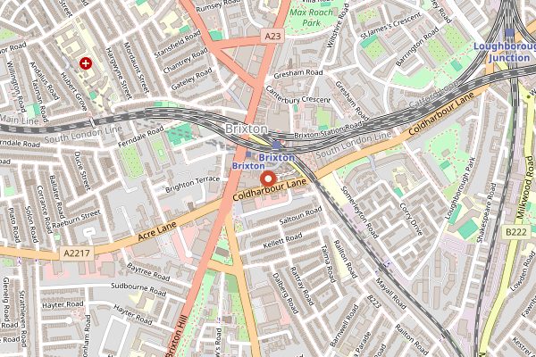 Map showing Franco Manca Brixton in London