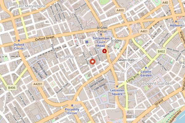 Map showing Koya in London