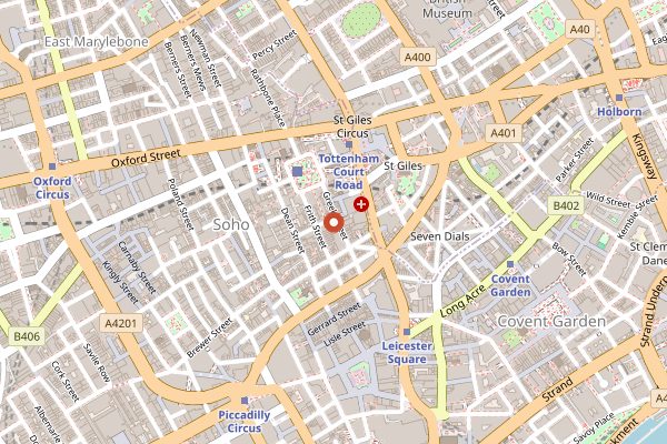 Map showing Lina Stores in London
