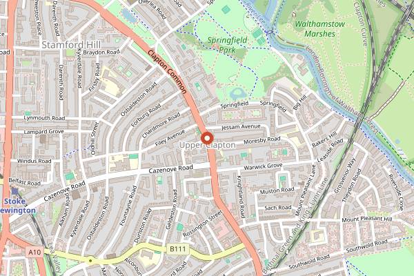 Map showing Sodo Pizza Clapton in London