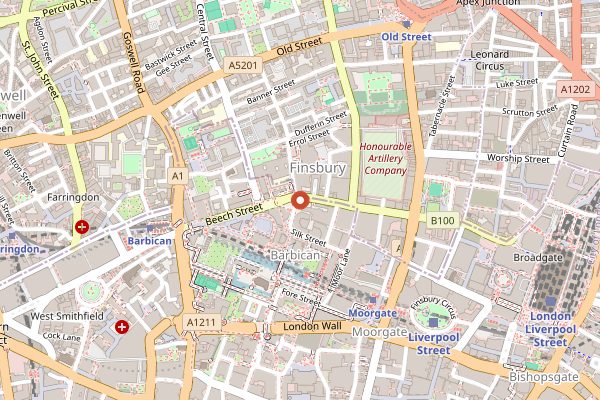 Map showing The Jugged Hare in London