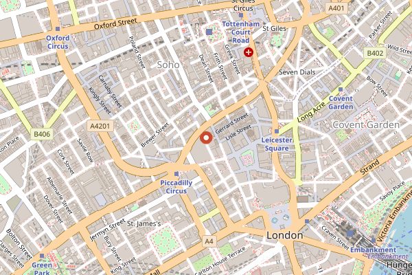 Map showing The Palomar in London