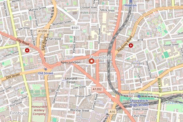 Map showing Origin Coffee Roasters in London